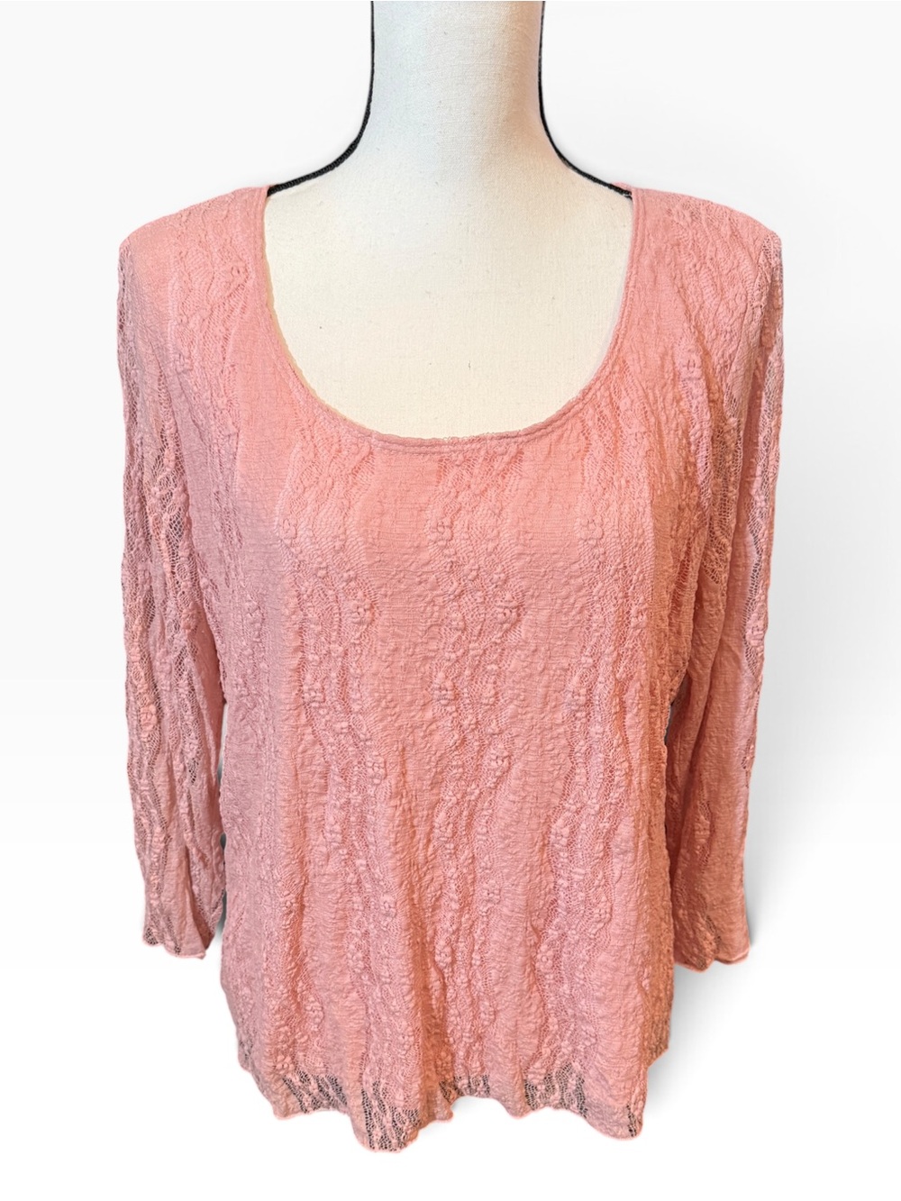 Lane Bryant Textured Scoop Neck Top in Dusty Pink, size 14/16